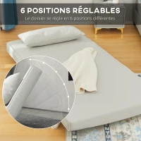 HOMCOM Canapé-lit 1 place avec dossier réglable, coussin inclus et pieds pliables charge 350 kg blanc(m-7)
