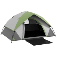 Outsunny Tente de camping pour 2 personnes 3-4 saison 3000 mm imperméable et ventilée, installation facile, gris(m-11)