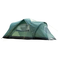 Outsunny Campingzelt für 5-6 Personen, Familienzelt, Lampenhaken, Seitentaschen, 4,55x2,3x1,8m, Grün/Schwarz(m-12)
