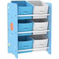 AIYAPLAY Estantería Infantil para Niños de +3 Años Estantería para Juguetes con 6 Cajas de Tela no Tejida 43x30x60 cm Azul