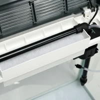 PawHut Acvariu de 28L cu Iluminare LED, Orificii de Ventilație și Pompă Silențioasă, 38x26x38 cm, Alb(m-9)