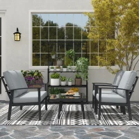 Outsunny Set de Mobilier de Gradina din 4 Piese cu Canapea, 2 Fotolii si Masa de Cafea, 127x74x80 cm, Gri Carbune(m-9)