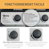 Outsunny Barbecue gaz 2 brûleurs en acier inoxydable, puissance 2,8 kW, barbecue de jardin 2 grilles, 104 x 49 x 99 cm, noir(m-5)