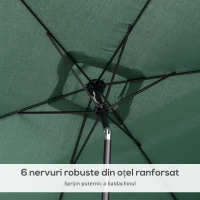 Outsunny Umbrelă dreptunghiulară pliabilă și reglabilă 2x3 m cu manivelă, din aluminiu și poliester, verde și negru(m-7)