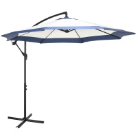 Outsunny Umbrela de Gradina cu Baza in Cruce, Deschidere cu Manivela si Orificiu de Ventilatie, Ø295x194 cm, Albastru(m-11)