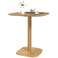 HOMCOM Table à manger pour 4 personne table de cuisine style moderne avec plateau aspect bois, 70 x 70 cm, bois naturel(m-1)