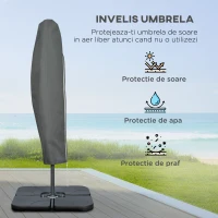 Outsunny Umbrelă Suspendată cu Bază în Cruce, Greutăţi, Manivelă și Protecţie UV, Ø3x2.5 m, Cafeniu(m-7)