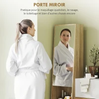 HOMCOM Meuble salle de bain colonne trapézoïdal avec porte miroir, étagère à 6 niveaux, 40 x 30 x 165 cm(m-5)