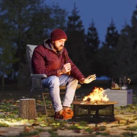 Outsunny Chaise pliante camping avec siège rembourré, dossier haut réglable et poches latérales, gris(m-2)