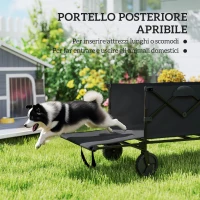Outsunny Carrello da Giardino 160L Pieghevole con Manico Regolabile, Capacità 100 kg, 95x55x102 cm, Nero(m-6)