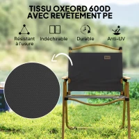 Outsunny Chaise de camping chaise de pêche pliante avec accoudoirs tissu Oxford et structure acier 54 x 59 x 78 cm gris foncé(m-5)