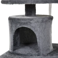 PawHut Katzen Kratzbaum groß 145 cm, Katzenbaum mit Hängematte, Kletterbaum für Katzen, Katzenkratzbaum Höhle Katzenmöbel mit Sisalstämmen, Hellgrau(m-15)