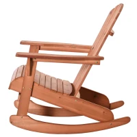 Outsunny Adirondack Gartenstuhl Schaukelstuhl Schaukelsessel Gartensessel Gartenmöbel Balkonstuhl Natur 77 x 94 x 97 cm(m-14)