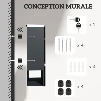 HOMCOM Boite aux lettres murale en acier galvanisé, verrouillable avec fenêtre, matériel de montage, 37 x 11 x 37 cm, argent(m-7)