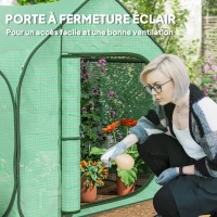 Outsunny Mini serre pop-up petite serre légumes plante fleurs avec porte à fermeture éclair en PE 150 x 148 x 148 cm vert(m-6)