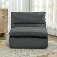 HOMCOM Schuim Vloerstoel, Loungefauteuil met Wasbare Hoes, Loungestoel voor Woonkamer, Slaapkamer, Grijs(m-8)