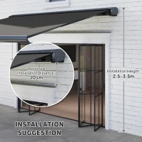 Outsunny 4 x 3(m) Full Cassette Electric Awning with Remote Controller, Aluminium Frame DIY Retractable Garden Awning, UPF50+ Sun Shade Canopy for Deck Door Window, Dark Grey(m-8)