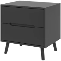 HOMCOM Table de chevet table de nuit avec 2 tiroirs style moderne pour chambre à coucher, salon, 50 x 40 x 50,5 cm, noir(m-1)