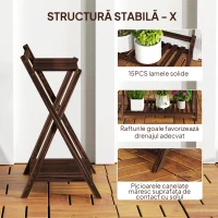 Outsunny Set de 2 Suporturi pentru Plante cu 2 Niveluri, 73x36x64 cm, Maro(m-7)