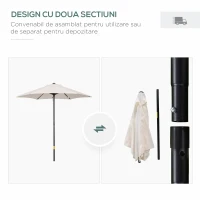 Outsunny Umbrelă de Grădină Înclinabilă cu Orificii de Ventilație și 6 Spițe din Aluminiu, 2x2 m, Alb Crem(m-4)