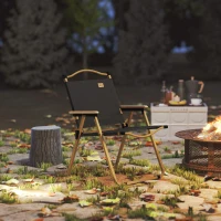 Outsunny Chaise de camping chaise de pêche pliante avec accoudoirs tissu Oxford et structure acier 54 x 59 x 78 cm gris foncé(m-2)