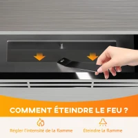 HOMCOM Cheminée à l'éthanol en acier inoxydable, volume de 0,9 litre, verre trempé, brûle jusqu'à 3,3 heures, argenté(m-5)