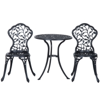 Outsunny Ensemble bistro pour 2 personnes Ensemble de mobilier de balcon Table de bistrot avec 2 chaises Noir