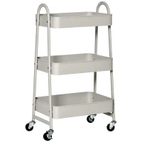 HOMCOM Carrinho de Cozinha com Rodas Carrinho de Armazenamento de 3 Níveis e Rodas com Freios para Casa de Banho Dormitório Escritório 45x31x79,4cm Cinza(m-11)