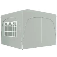 Outsunny Pavilion Pliabil cu Ferestre Laterale și Geantă de Transport, 300x300x273 cm, Gri Deschis(m-10)
