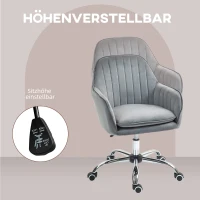 HOMCOM Verstelbare Bureaustoel Draaibaar Homeoffice met Rug- en Armleuning Grijs(m-6)