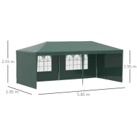 Outsunny Cort de Grădină cu Orificii de Drenaj, Pereți Detașabili și Ferestre, 6x3 m, Verde(m-3)