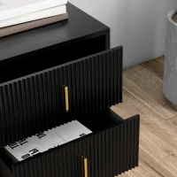 HOMCOM Table de chevet table de nuit avec 2 tiroirs style art déco - 40 x 40 x 47 cm - métal doré et noir(m-9)