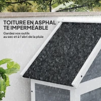 Outsunny Abri de jardin et armoire de rangement en bois avec toit incliné en asphalte, étagères et portes verrouillables, gris(m-6)