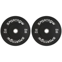 SportNow Set Discuri de Greutate din Cauciuc Solid cu Orificii, 45x4 cm, Negru(m-11)