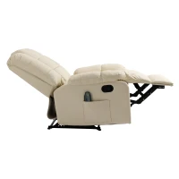 HOMCOM Massagesessel, Relaxsessel, 8 Vibrationspunkte, Liegefunktion, Kunstleder, cremeweiß, 94x99x99cm(m-10)