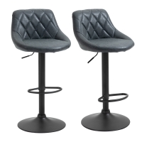 HOMCOM Conjunto de 2 Taburetes de Bar Giratorios con Altura Regulable Sillas Altas Modernas de Comedor con Base Redonda y Reposapiés 46x48x83-104 cm Negro