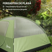 Outsunny Cort de Camping pentru 3 Persoane cu Port de Încărcare, Buzunare și Geantă de Transport, 205x275x135 cm, Verde(m-6)