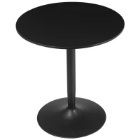 HOMCOM Esstisch für 2 Personen, runde Tischplatte, Stahlfuß, schwarz, 70 x 70 x 75 cm(m-11)