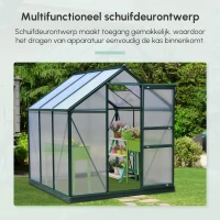 Outsunny aluminium kas met dakraam deur 190 x 192 x 201 cm, groen + transparant(m-5)