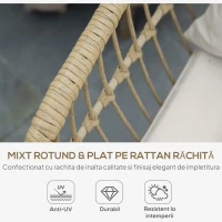 Outsunny Set Mobilier de Grădină din 4 Piese cu Canapea, 2 Fotolii cu Perne Lavabile și Măsuță, 120x65x78 cm, Bej(m-4)