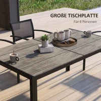 Outsunny Gartentisch Outdoor-Tisch Terrassentisch, Industrie-Design, wetterbeständig, Holzoptik, Grau + Schwarz(m-4)
