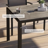 Outsunny Gartentisch Outdoor-Tisch Terrassentisch, Industrie-Design, wetterbeständig, Holzoptik, Grau + Schwarz(m-6)