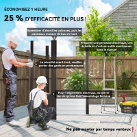 Outsunny Abri de Jardin 2,27 m² gants inclus porte verrouillable ventilations acier galvanisé 190 x 131 x 188 cm gris(m-4)