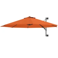 Outsunny 3(m) Wall-Mounted Parasol Shade, with Handle - Orange(m-11)