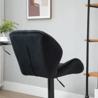 HOMCOM 2er-Set Barhocker drehbare Barstühle mit Lehne höhenverstellbarer Bistrohocker Tresenhocker Samt Touch armloser Schaumstoff Schwarz 51,5x 57,5 x 93-114,5 cm(m-11)