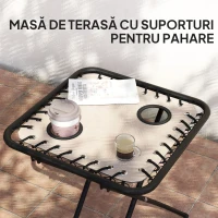 Outsunny Set de 2 Șezlonguri de Grădină cu Gravitație Zero și Măsuță cu Suport pentru Pahare, 47x47x54 cm, Bej(m-5)