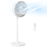 HOMCOM Pedestal Fan with Oscillating, Tilt, Adjustable Height, White(m-10)