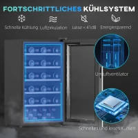 HOMCOM Weinkühlschrank für 41 Weinflaschen, 91 Liter Kapazität, Getränkekühlschrank mit LED-Anzeige, Touchscreen, Schwarz(m-5)