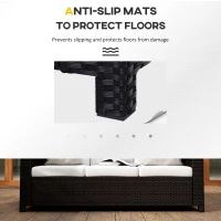 Outsunny 3 Seater Rattan Sofa All-Weather Wicker Weave Metal Frame Chair with Fire Resistant Cushion, Black(m-7)