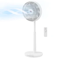 HOMCOM Pedestal Fan with Oscillating, Tilt, Adjustable Height, White(m-11)